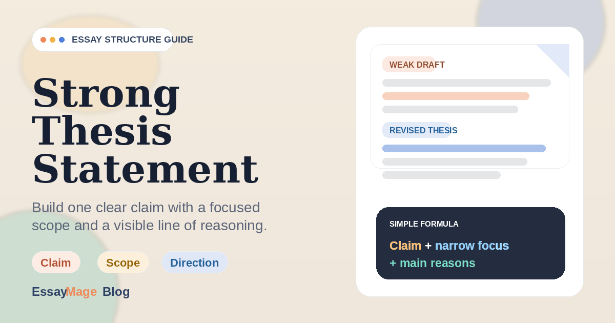 How to Write a Strong Thesis Statement: Formula, Examples, and Common Mistakes